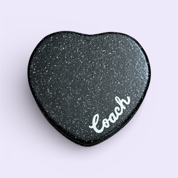 Coach Accessories - Coach Black Glitter Heart Compact Mirror